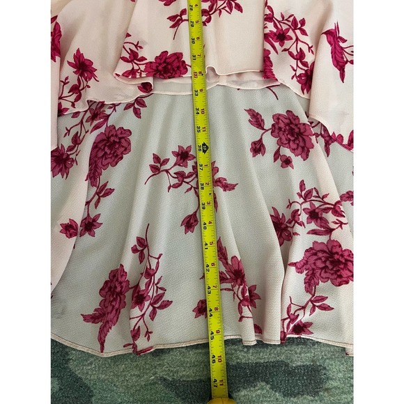CECE Secret Blush Floral Spring Bouquet Ruffled Hi Low Maxi Dress Sz M - Picture 16 of 16